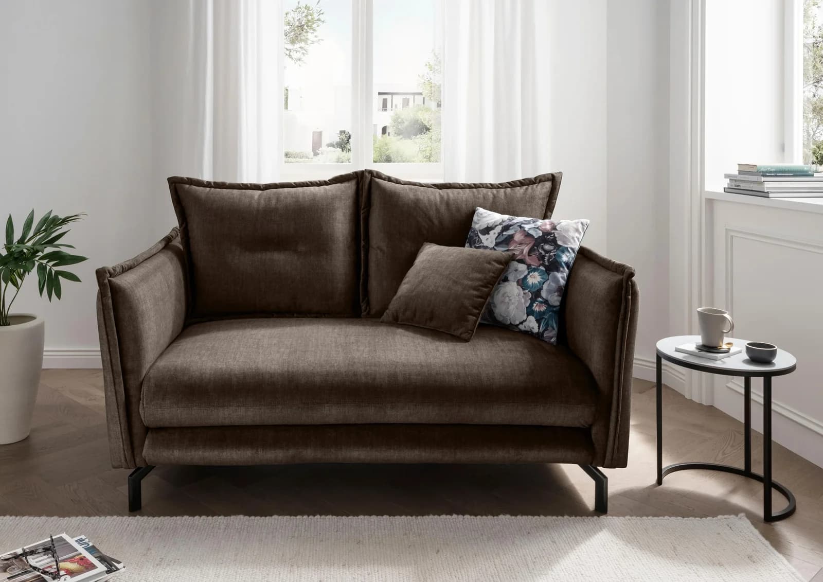 HOME AFFAIRE LAVA 2-Sitzer Sofa Braun Türkis Verstellbare Armlehnen