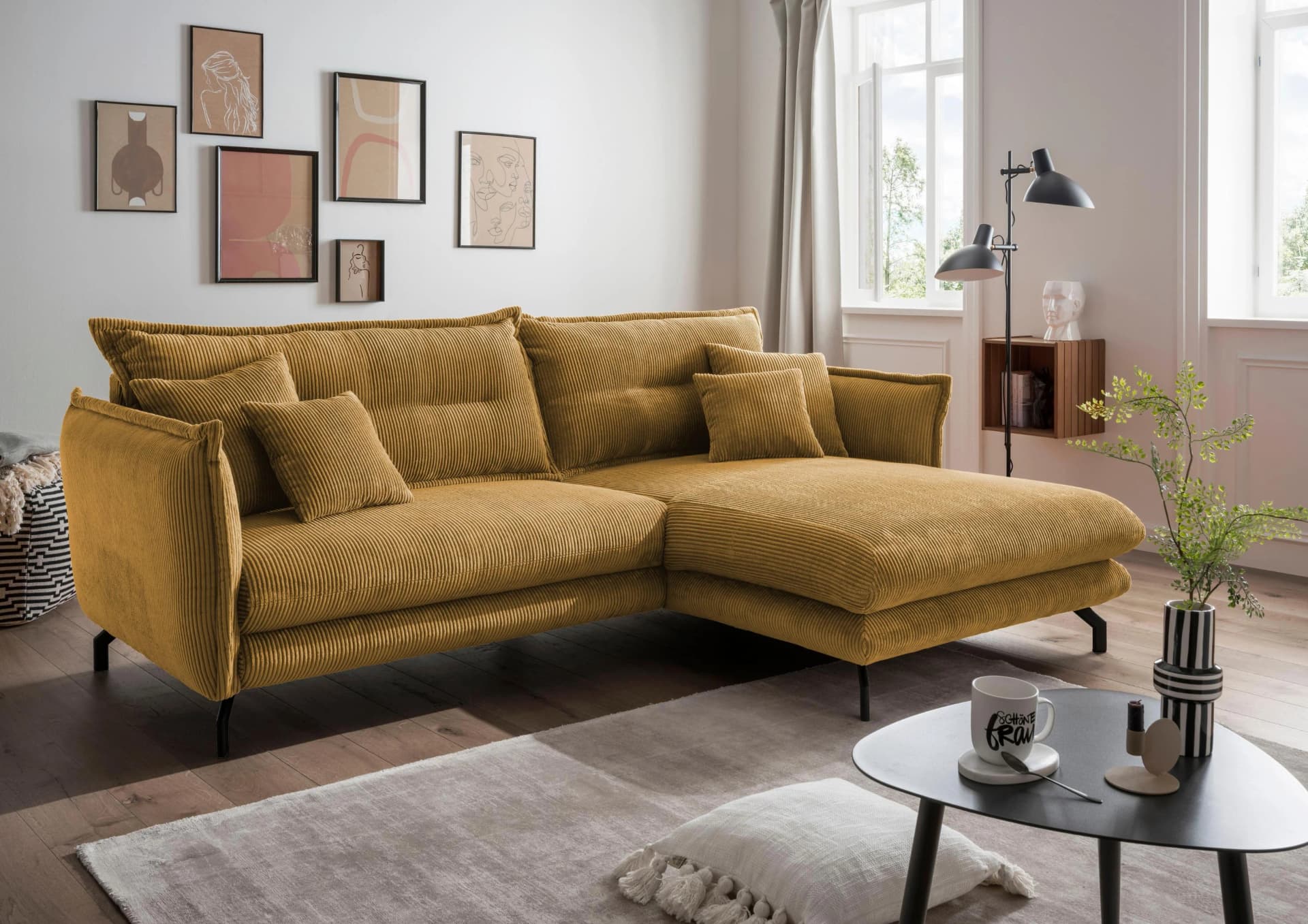 HOME AFFAIRE Ecksofa LAVA 255 cm Gold