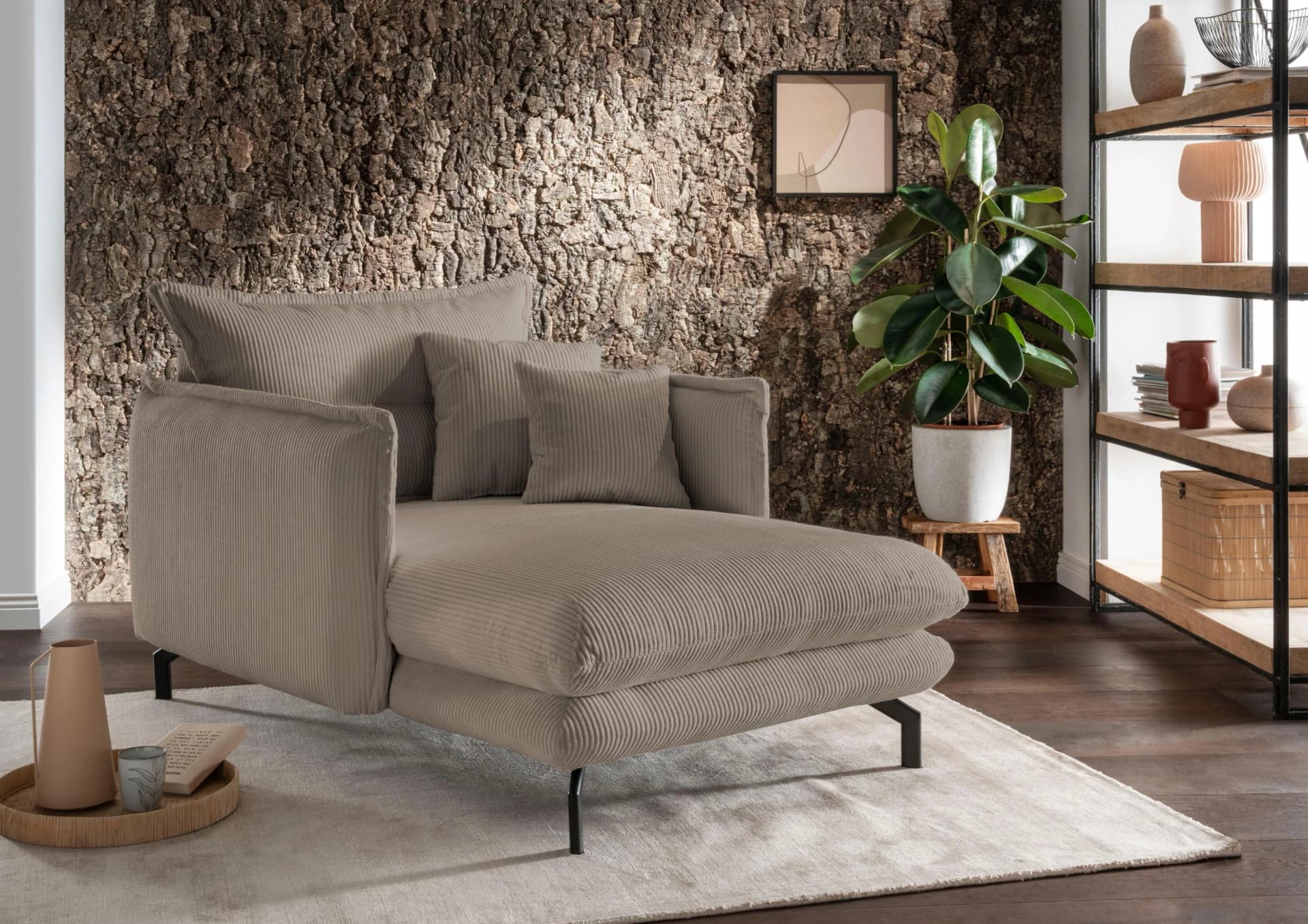 Loveseat HOME AFFAIRE "LAVA Mega Ohrenbacken Sessel" Grau/Braun