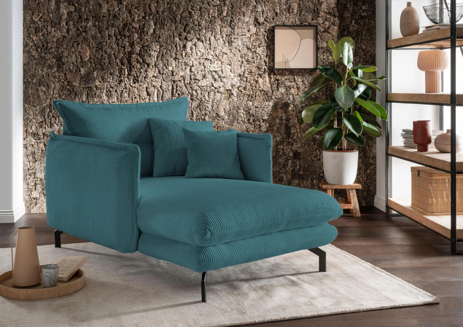 HOME AFFAIRE Loveseat LAVA Mega Ohrenbacken Sessel Petrol