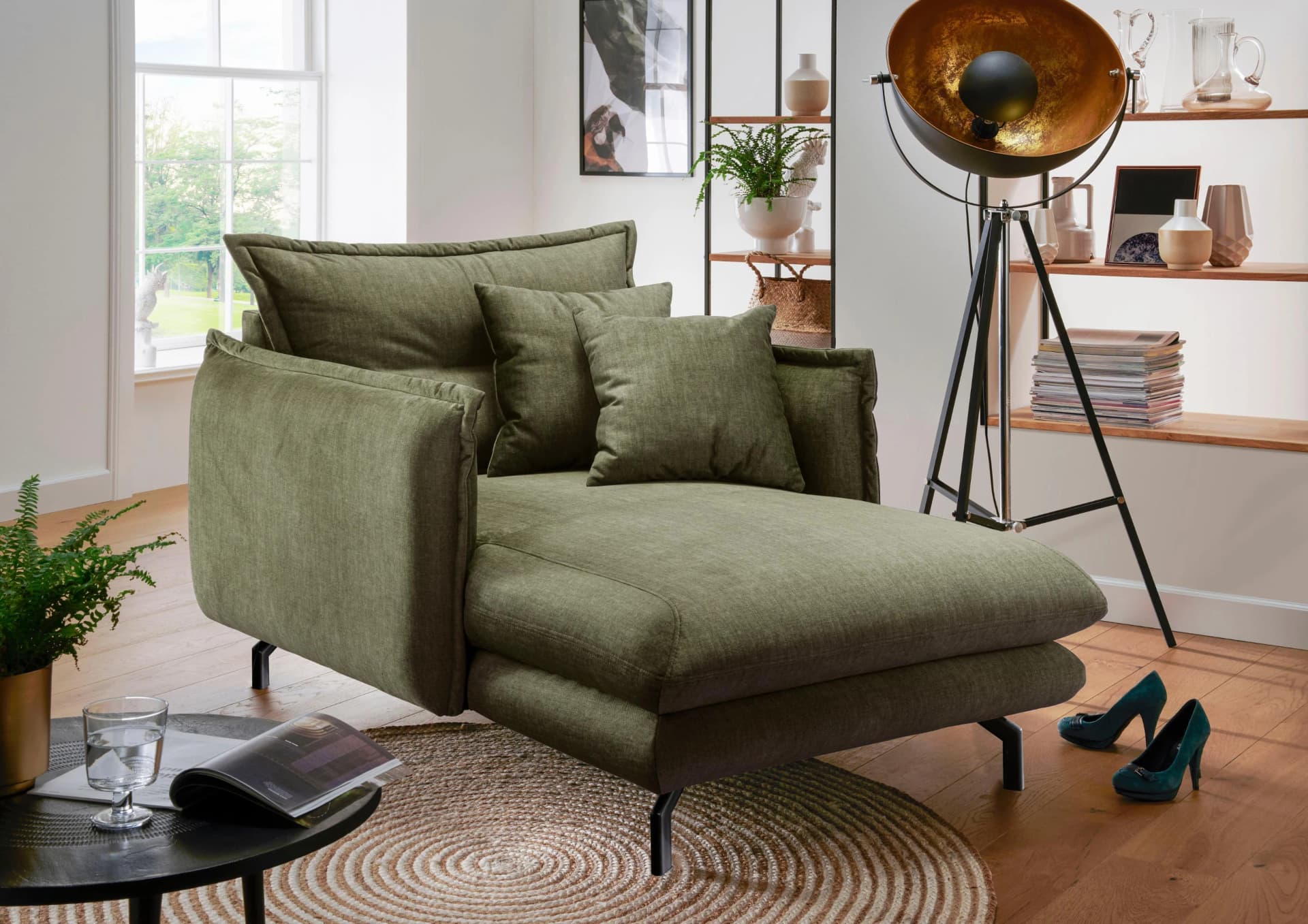 HOME AFFAIRE Loveseat LAVA Mega Ohrenbacken Sessel Grün Türkis