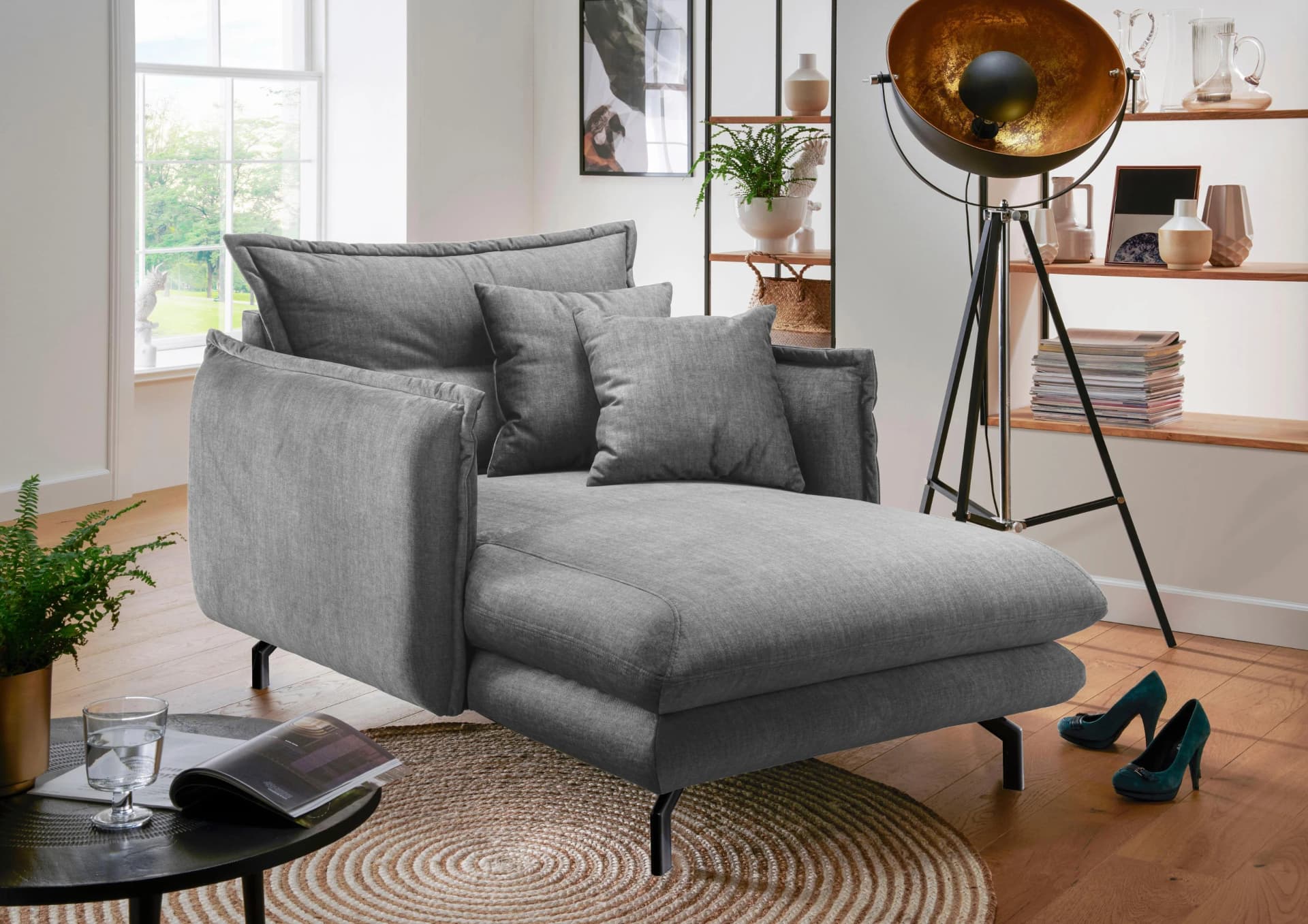 Loveseat HOME AFFAIRE "LAVA Mega Ohrenbacken Sessel" Silber Türkis