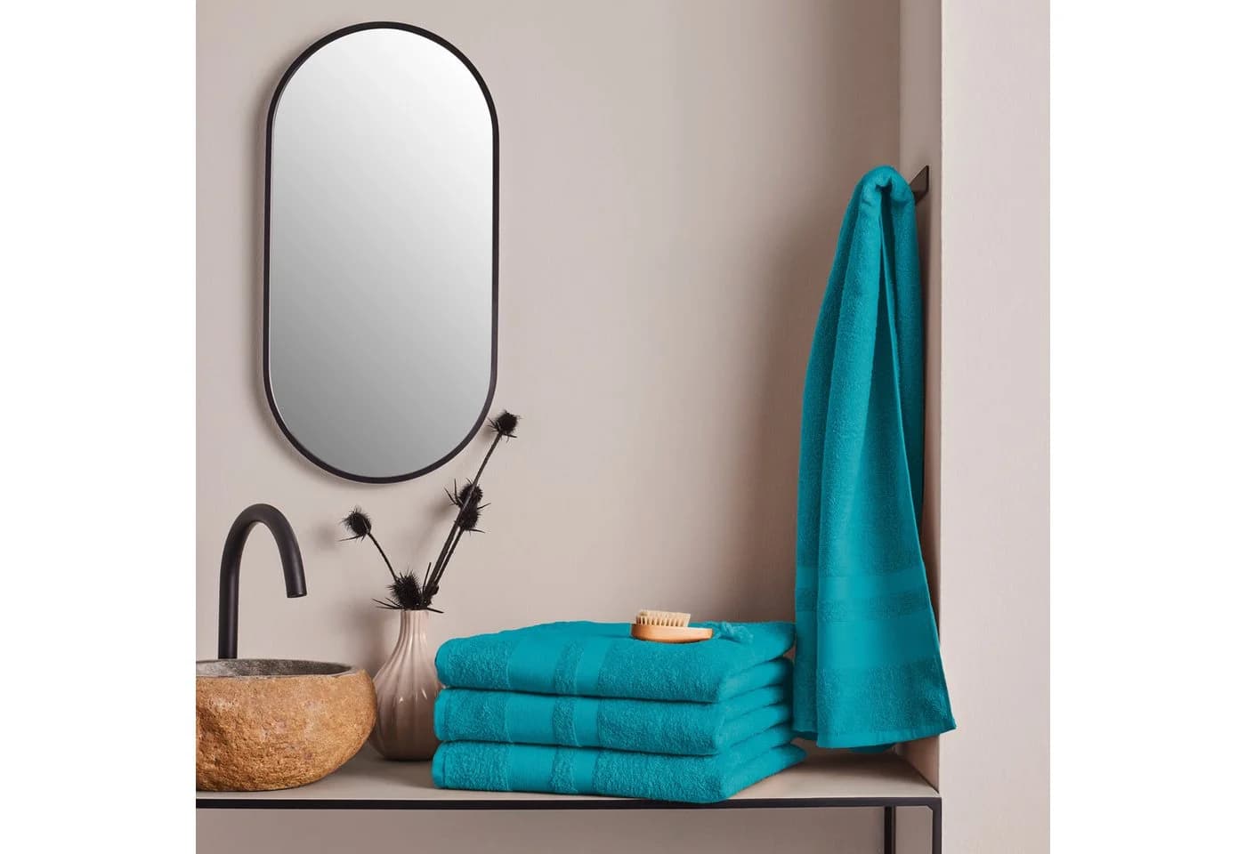 OTTO HOME Duschtücher Set 4-tlg. 70x140cm Baumwolle petrol