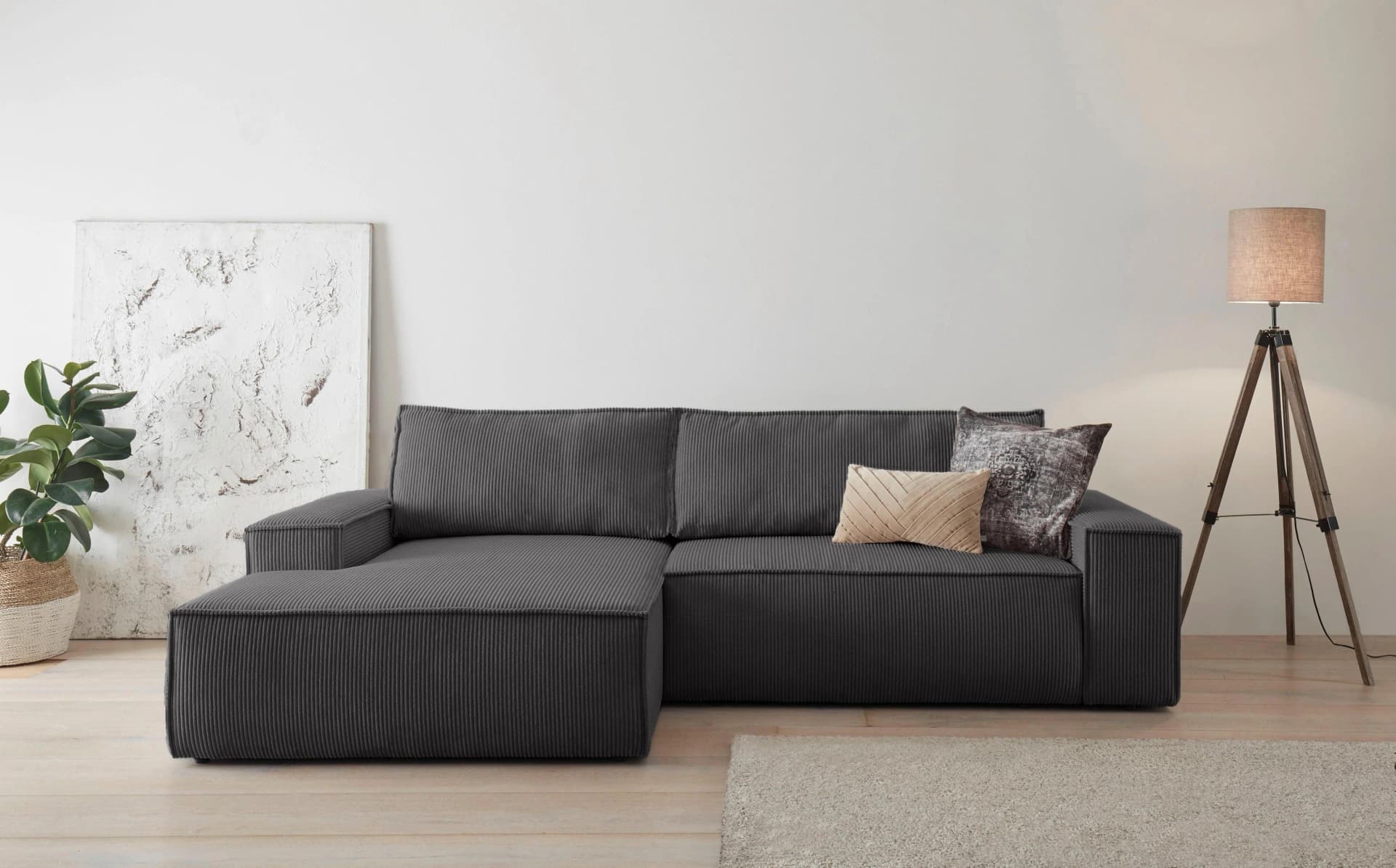 Home Affaire Ecksofa Sherwood L-Form 267 cm Cord Anthrazit