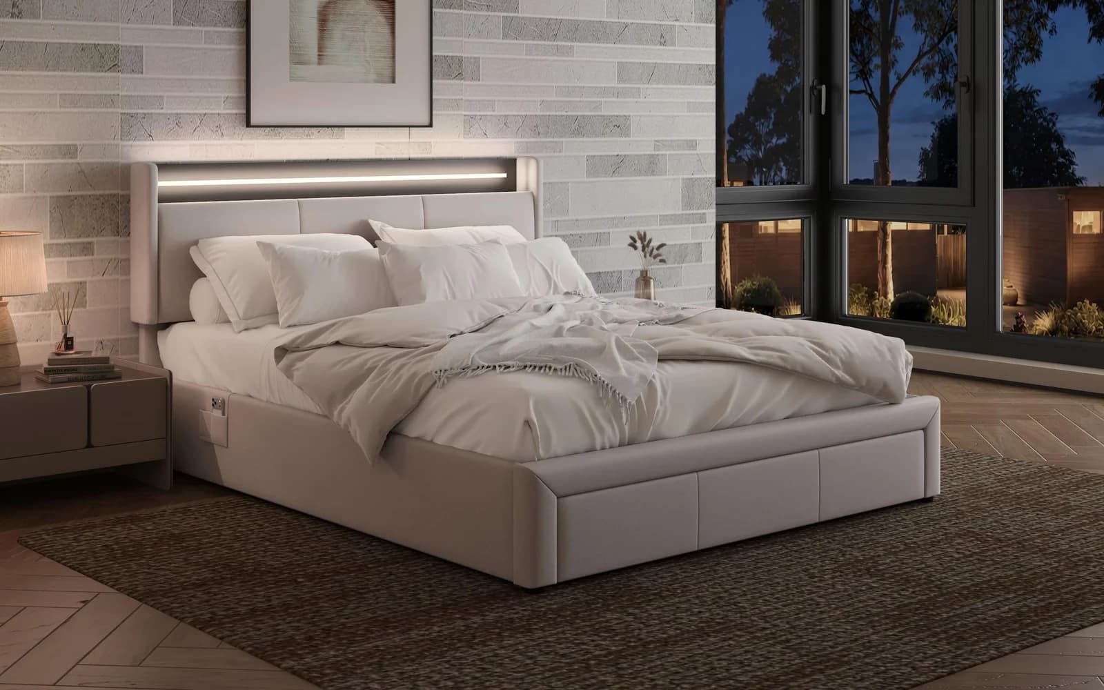 OTTO HOME Polsterbett HERMELY mit LED-Beleuchtung & Stauraum