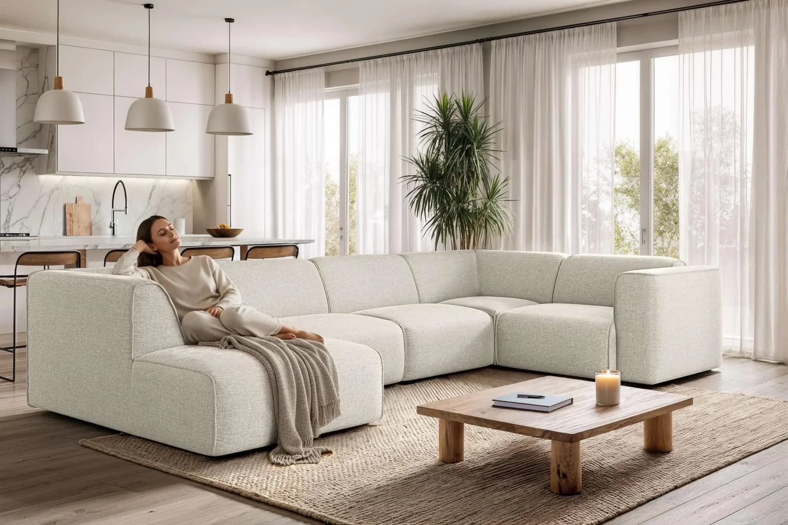 Wohnlandschaft OTTO HOME Merid U-Form Beige Modular Erweiterbar