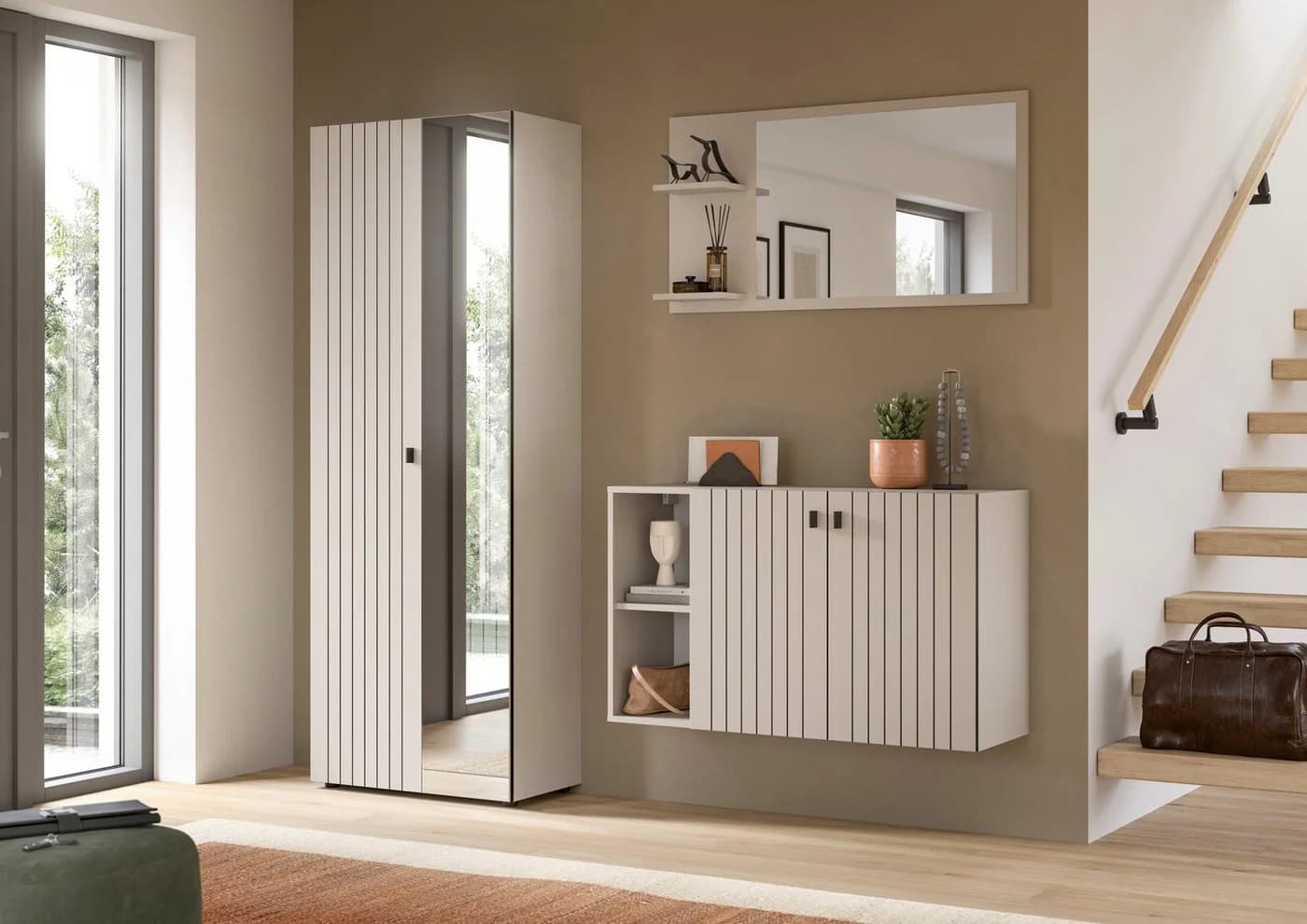 Garderobenschrank INOSIGN TATIO 192 cm Rillenoptik Spiegeltür - Bild 5