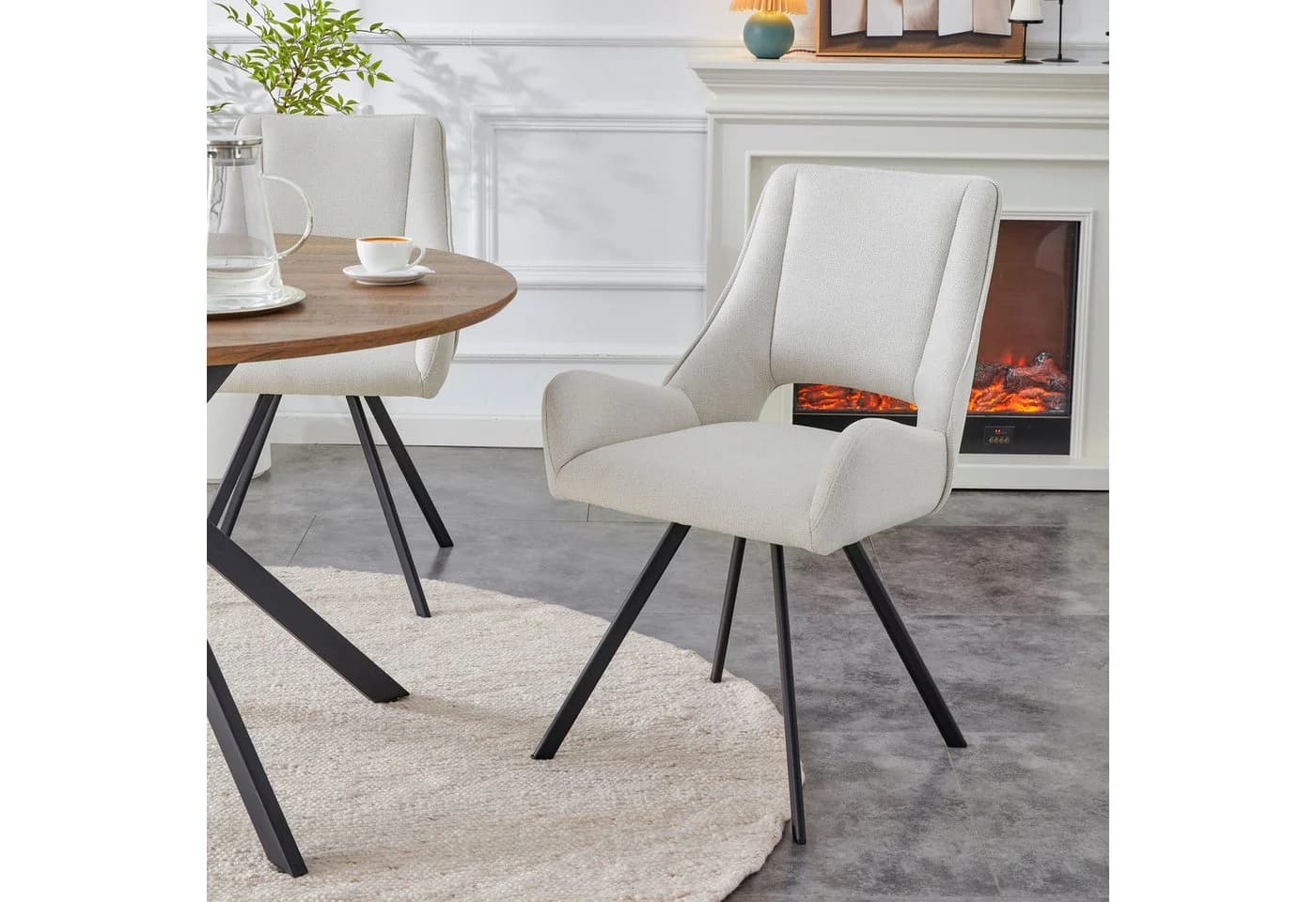 Home Affaire Esszimmerstuhl Brandon 2er Set schwarz matt creme