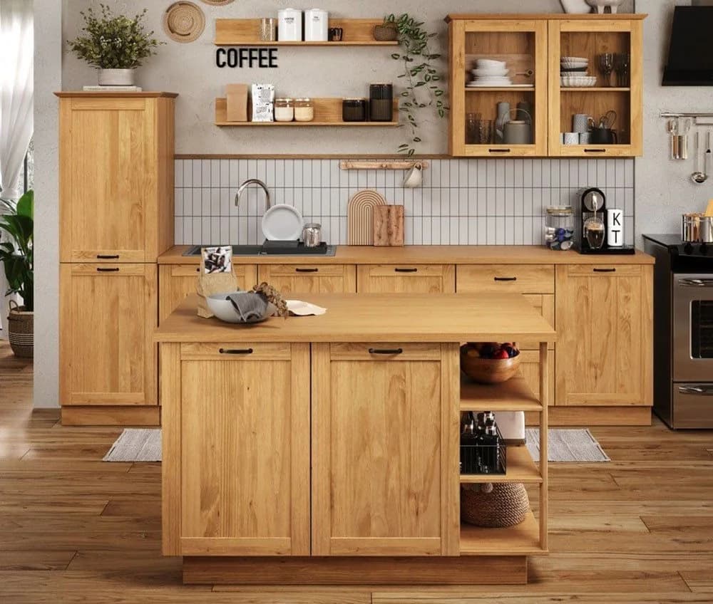 Home affaire Kücheninsel Teramo Breite 130 cm 4 Türen 3 offene Fächer