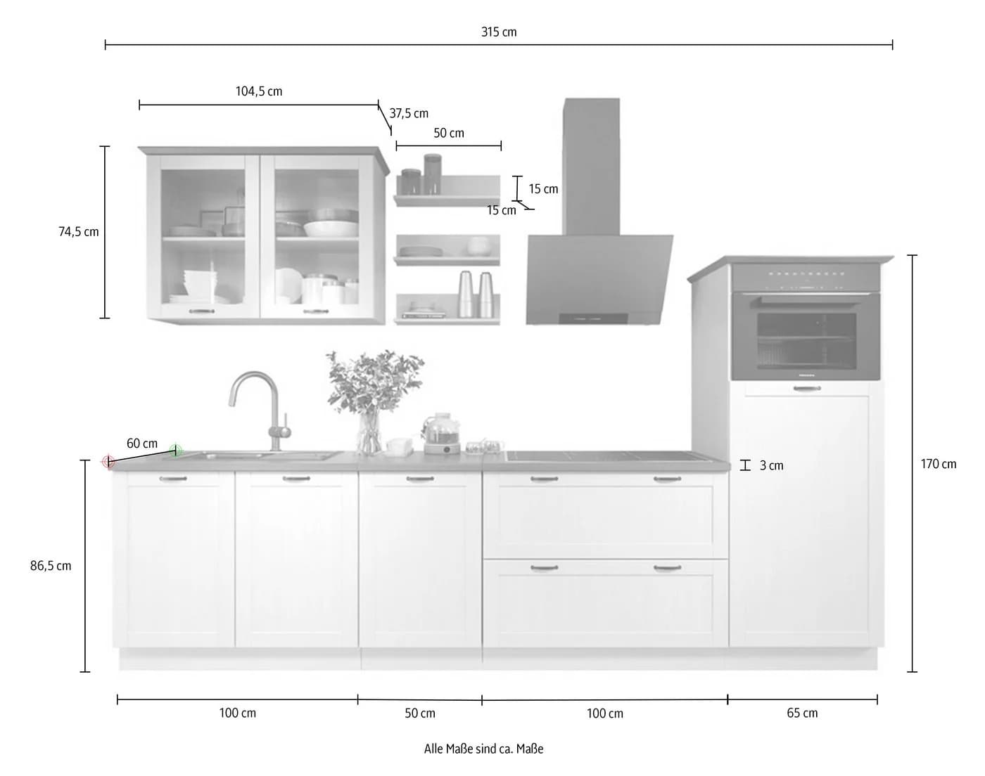 Home Affaire Küchenzeile Teramo Weiß Kiefer massiv - Bild 5