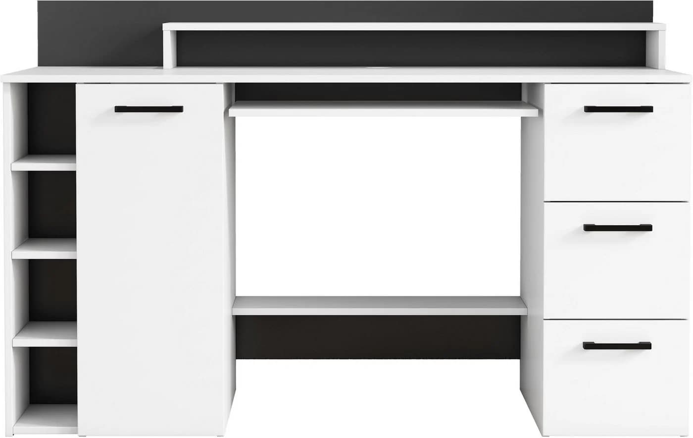 Schreibtisch OTTO HOME Moid Weiß mit Schubladen und Monitorablage - Bild 2