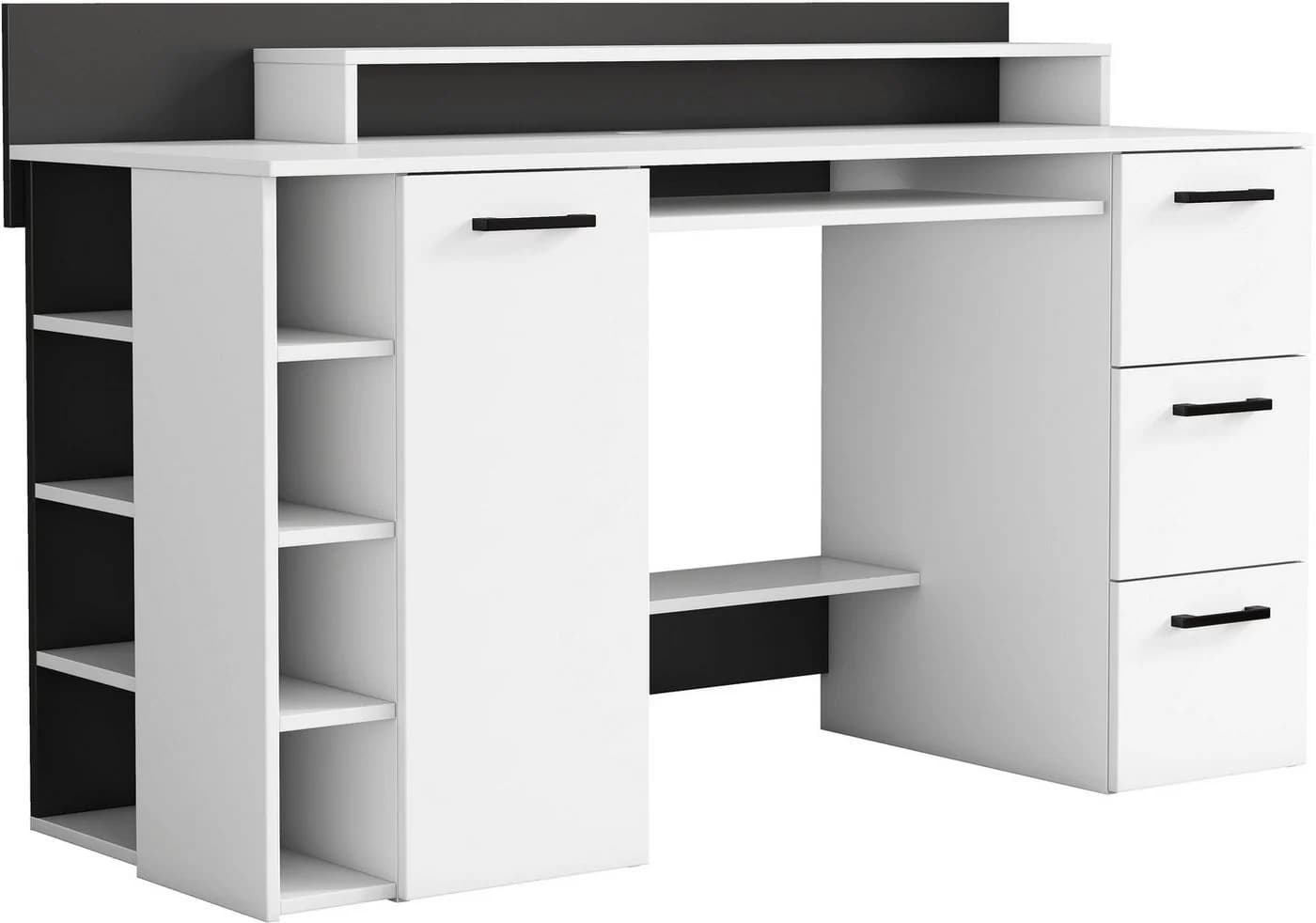 Schreibtisch OTTO HOME Moid Weiß mit Schubladen und Monitorablage - Bild 4