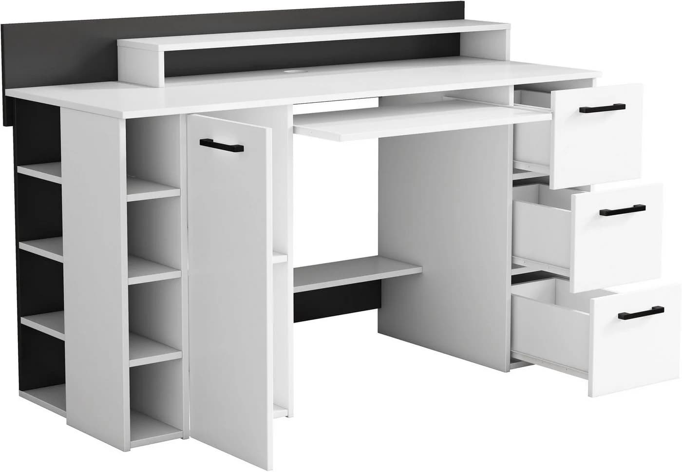 Schreibtisch OTTO HOME Moid Weiß mit Schubladen und Monitorablage - Bild 5
