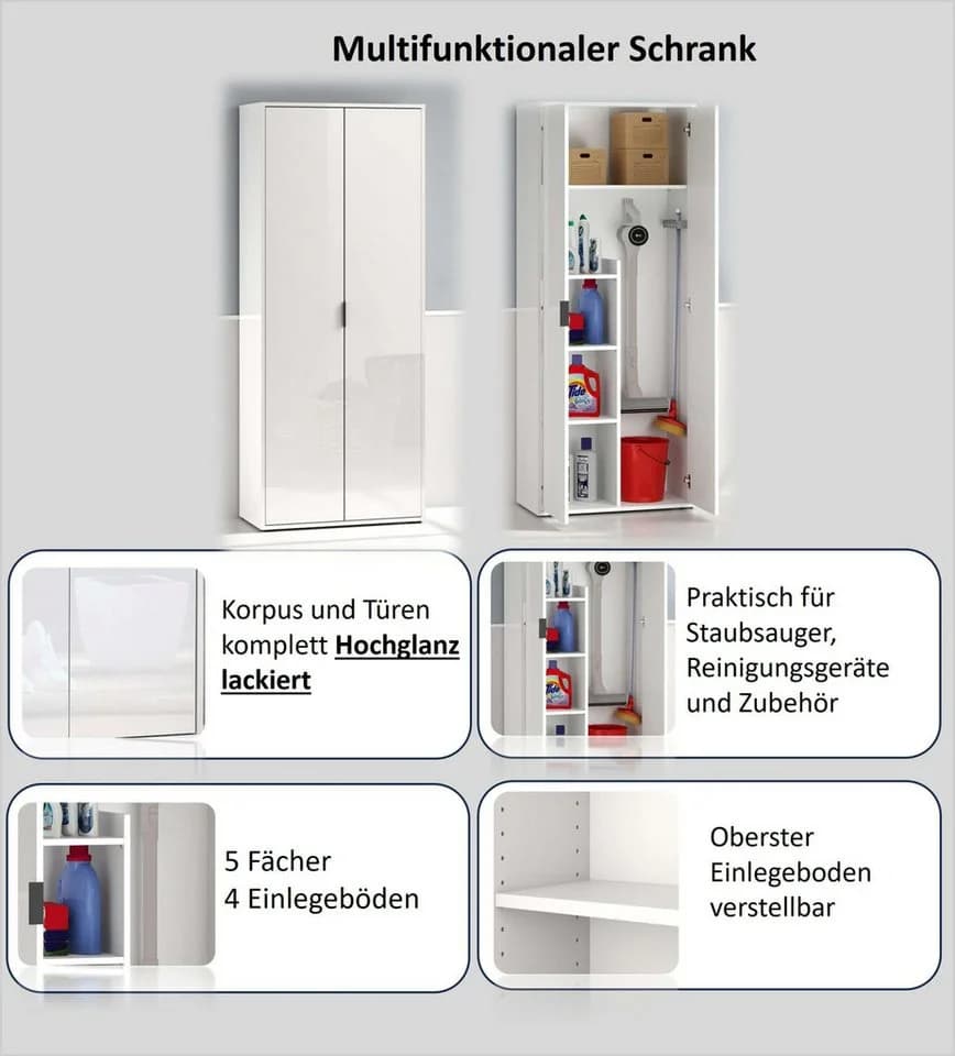 Mehrzweckschrank INOSIGN Stauraumschrank Weiß Hochglanz - Bild 4