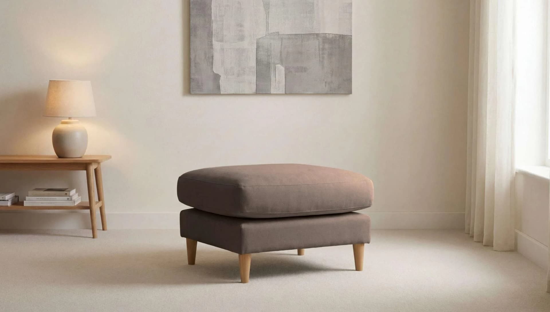 Pouf OTTO HOME Finnian Braun Polsterhocker 70x70 cm