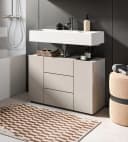 Welltime Waschbeckenunterschrank BIEL 82 cm 3 Türen 4 Fächer Kashmir Nachbildung Schwarz Bild 1