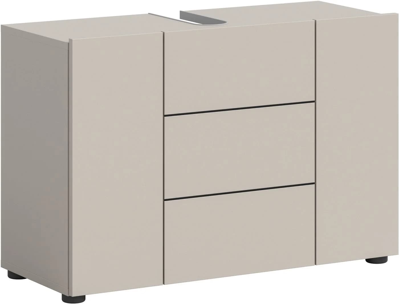 Welltime Waschbeckenunterschrank BIEL 82 cm 3 Türen 4 Fächer Kashmir Nachbildung Schwarz - Bild 2