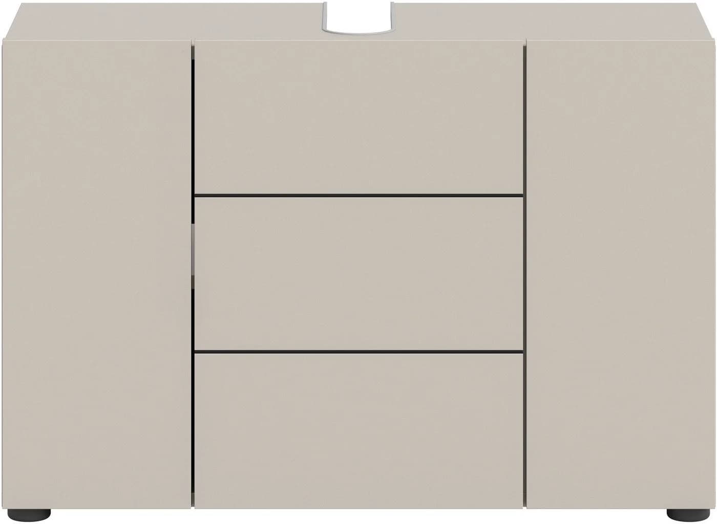 Welltime Waschbeckenunterschrank BIEL 82 cm 3 Türen 4 Fächer Kashmir Nachbildung Schwarz - Bild 3
