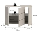 Welltime Waschbeckenunterschrank BIEL 82 cm 3 Türen 4 Fächer Kashmir Nachbildung Schwarz Bild 5