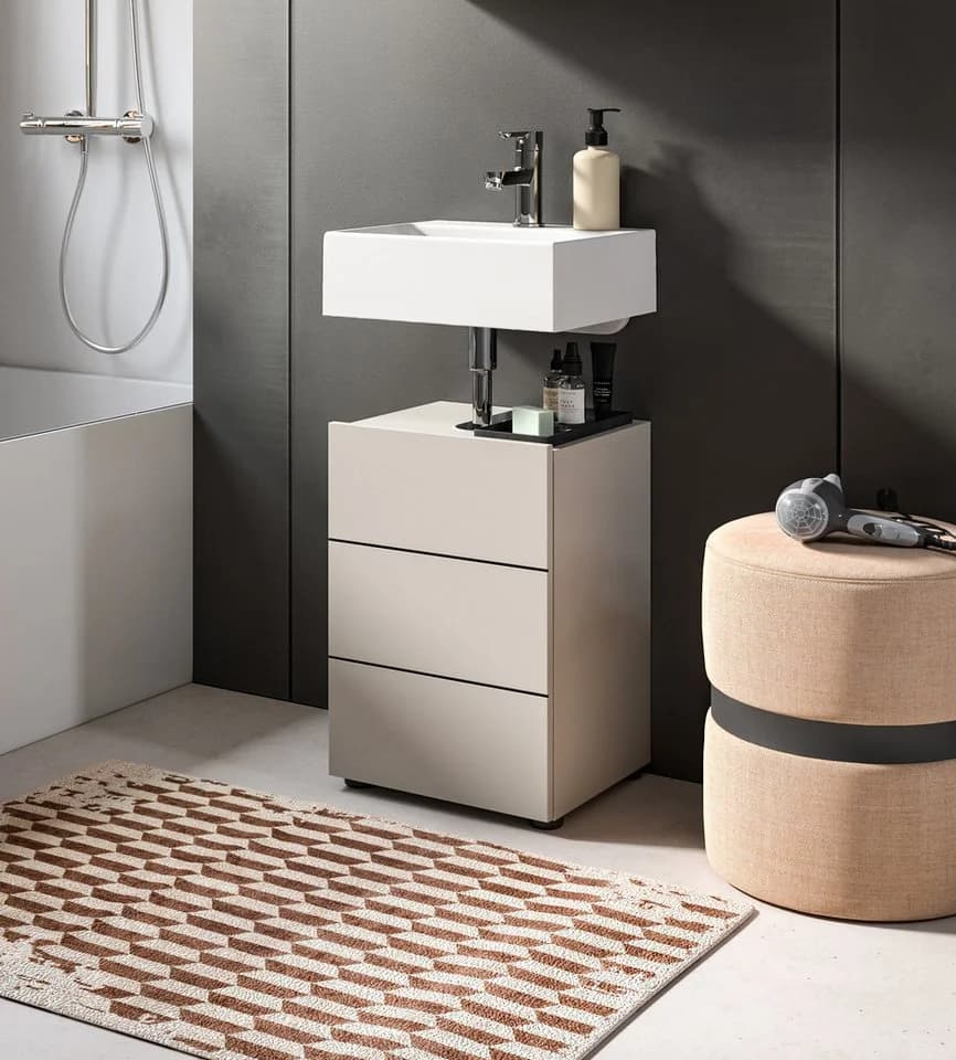Welltime Waschbeckenunterschrank BIEL 38 cm 1 Tür 2 Fächer Kashmir Nachbildung Schwarz
