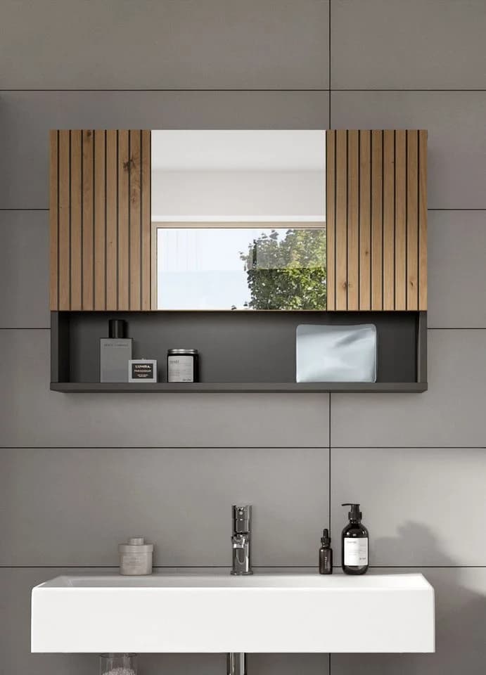Welltime Spiegelschrank MANI Basalt Nachbildung Artisan Oak Nachbildung