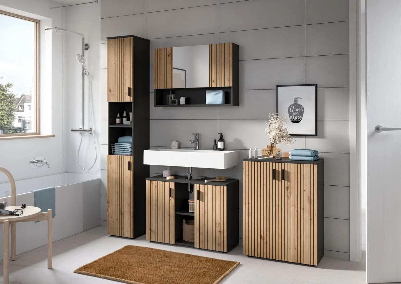 Welltime Spiegelschrank MANI Basalt Nachbildung Artisan Oak Nachbildung - Bild 5