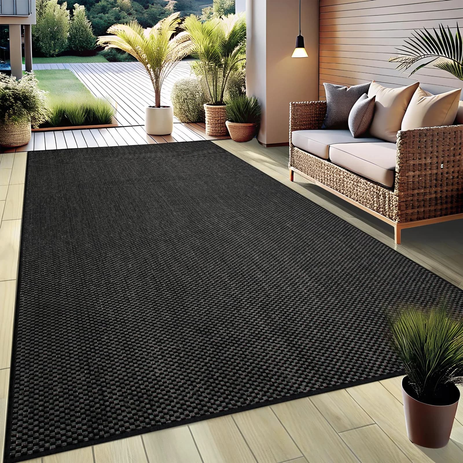 OTTO HOME Teppich Venedig Schwarz Sisal-Optik In- und Outdoor