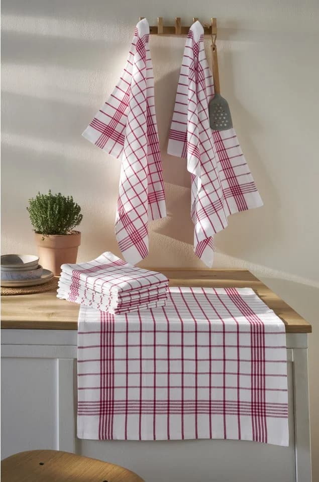 OTTO HOME Geschirrtuch-Set Vivianne Blau/Rot-Weiß 100% Baumwolle - Bild 5