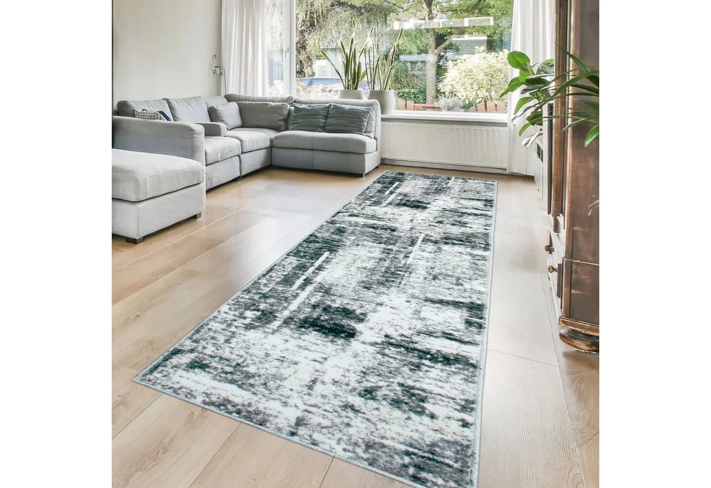Grüner Vintage-Moderne Teppich aus Polypropylen und Polyester