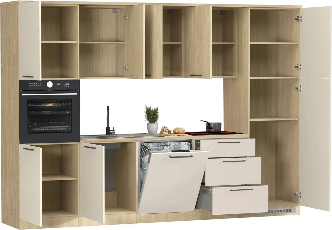 KOCHSTATION Küchenzeile KS-Luna 300 cm Beige/Weiss - Bild 3