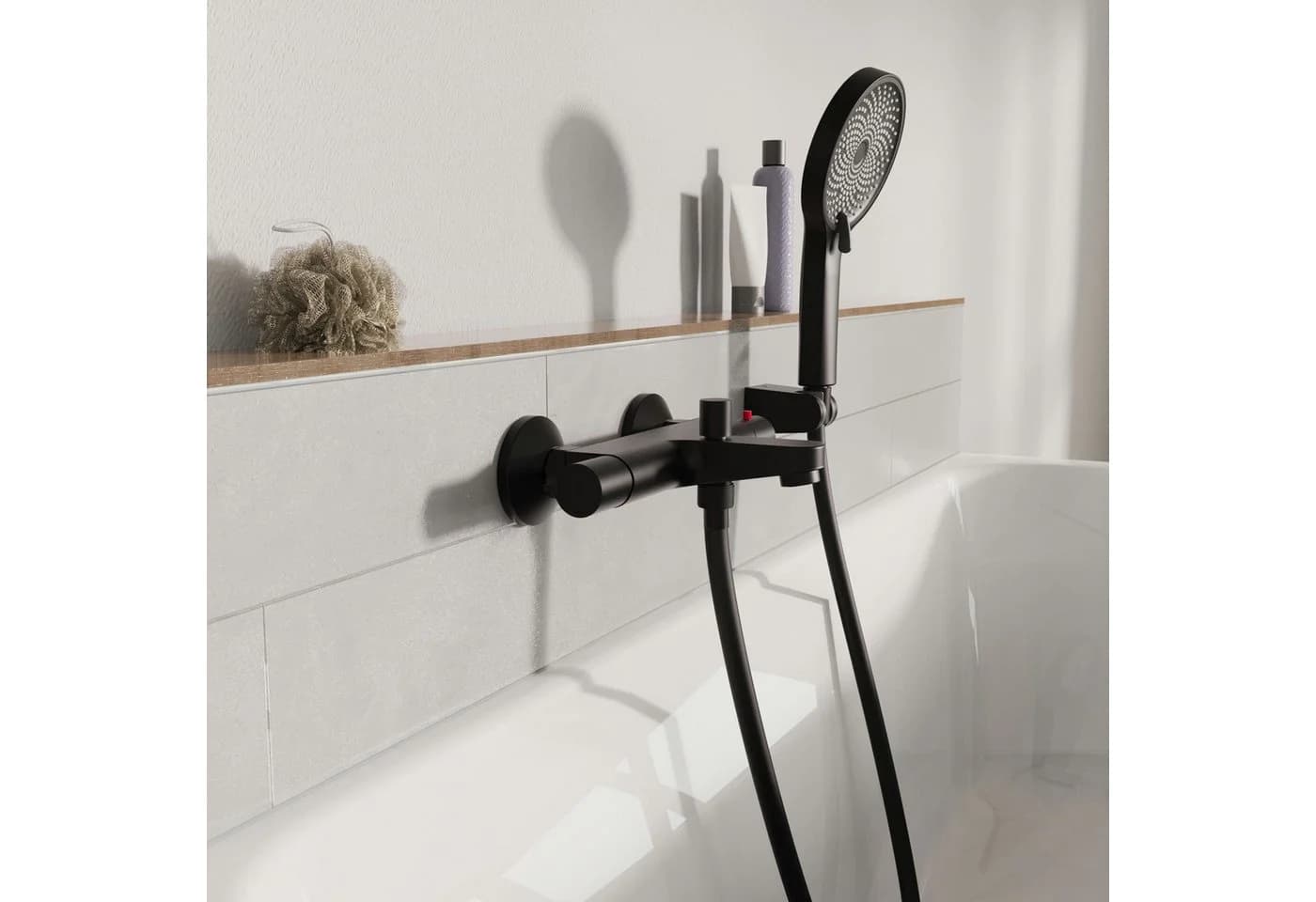 WELLTIME Brausegarnitur Rio Schwarz Matt mit 3 Strahlarten