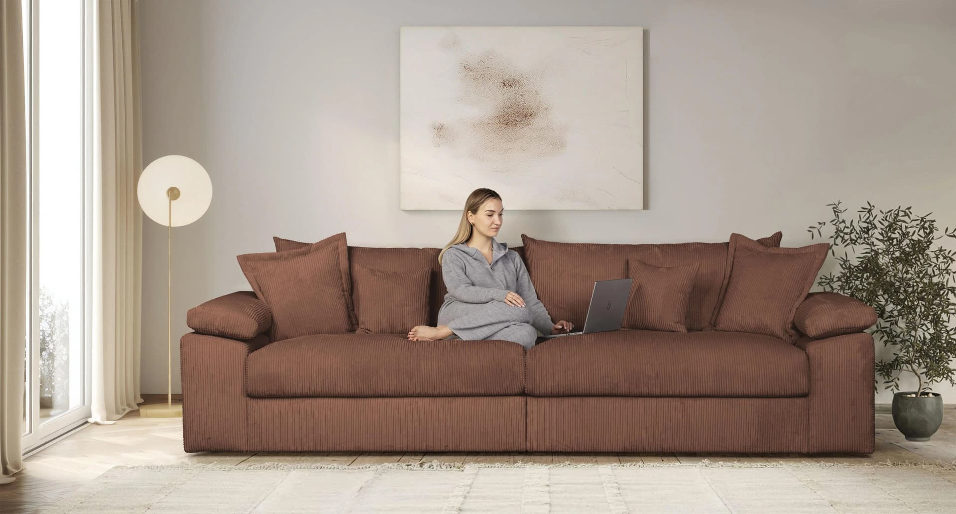Home Affaire Big-Sofa Soft&Cosy XXL Terracotta Federkern