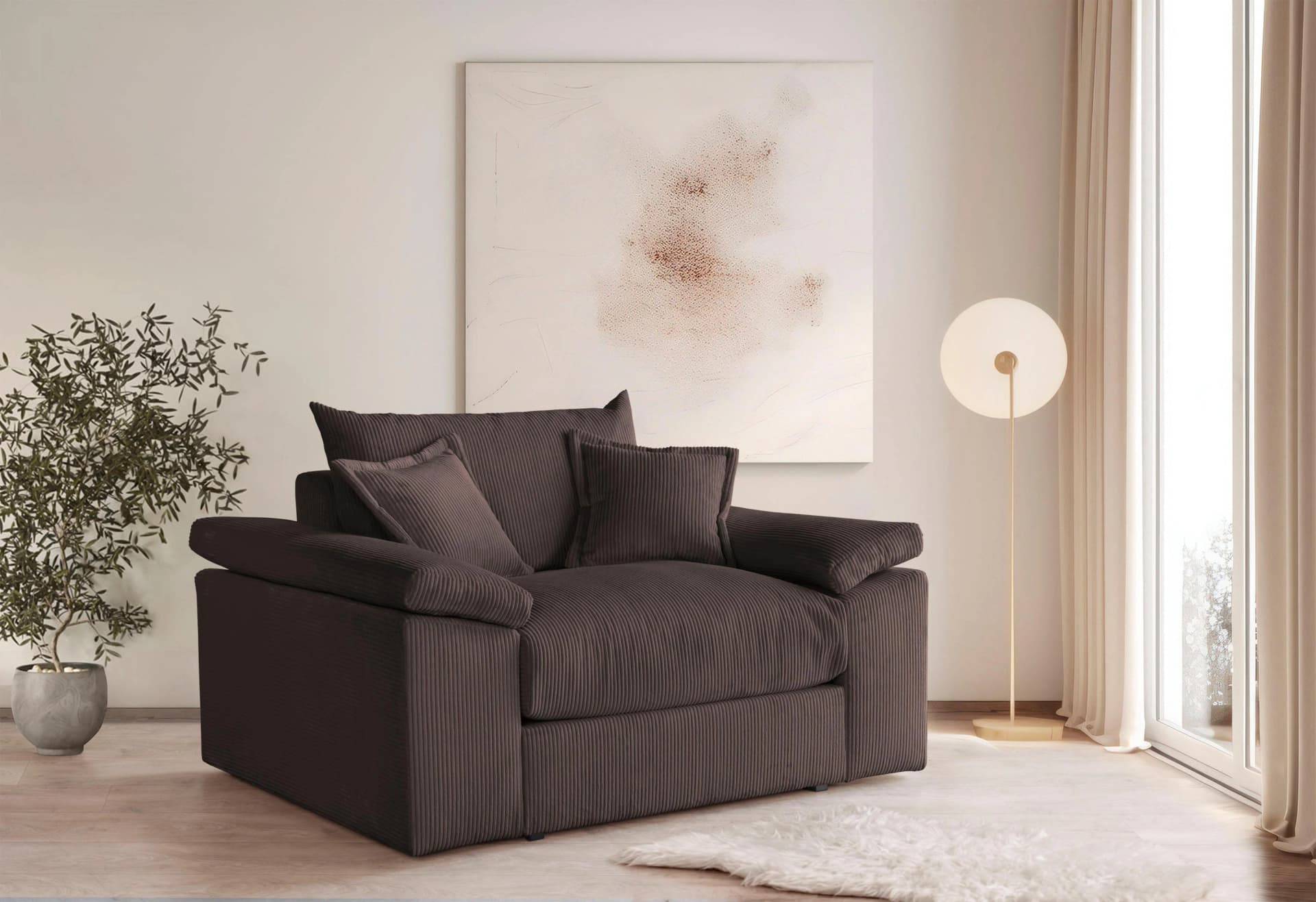Home Affaire XXL-Sessel Soft&Cosy Cord Dunkelbraun