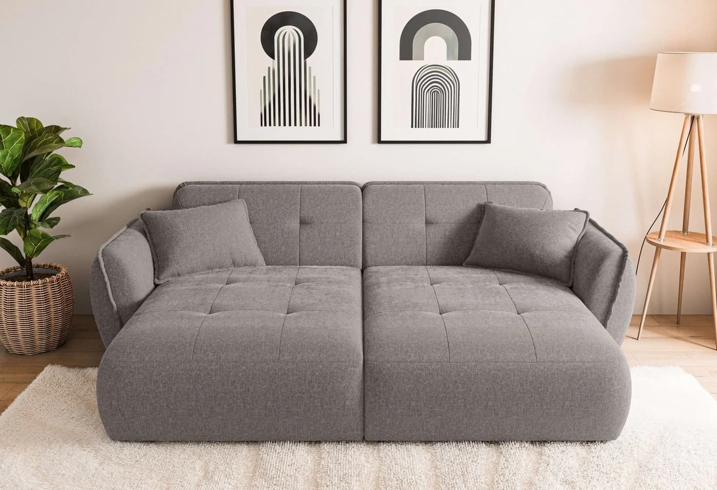 Big-Sofa HOME AFFAIRE Mirelda Design-Sofa mit Steppungen, extra tief, 251 cm, taupe - Bild 2
