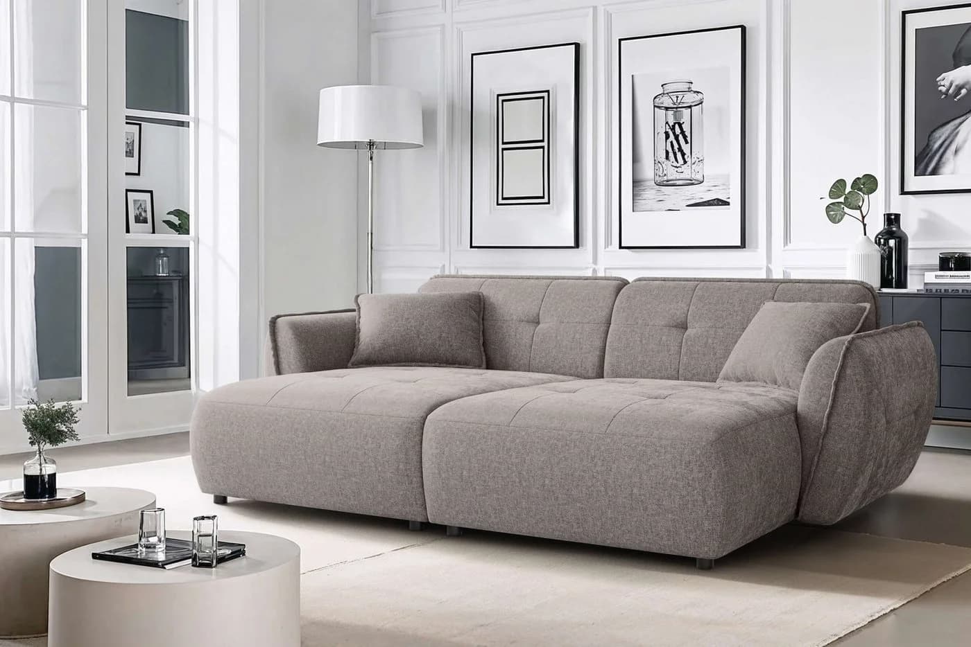 Big-Sofa HOME AFFAIRE Mirelda Design-Sofa mit Steppungen, extra tief, 251 cm, taupe - Bild 4