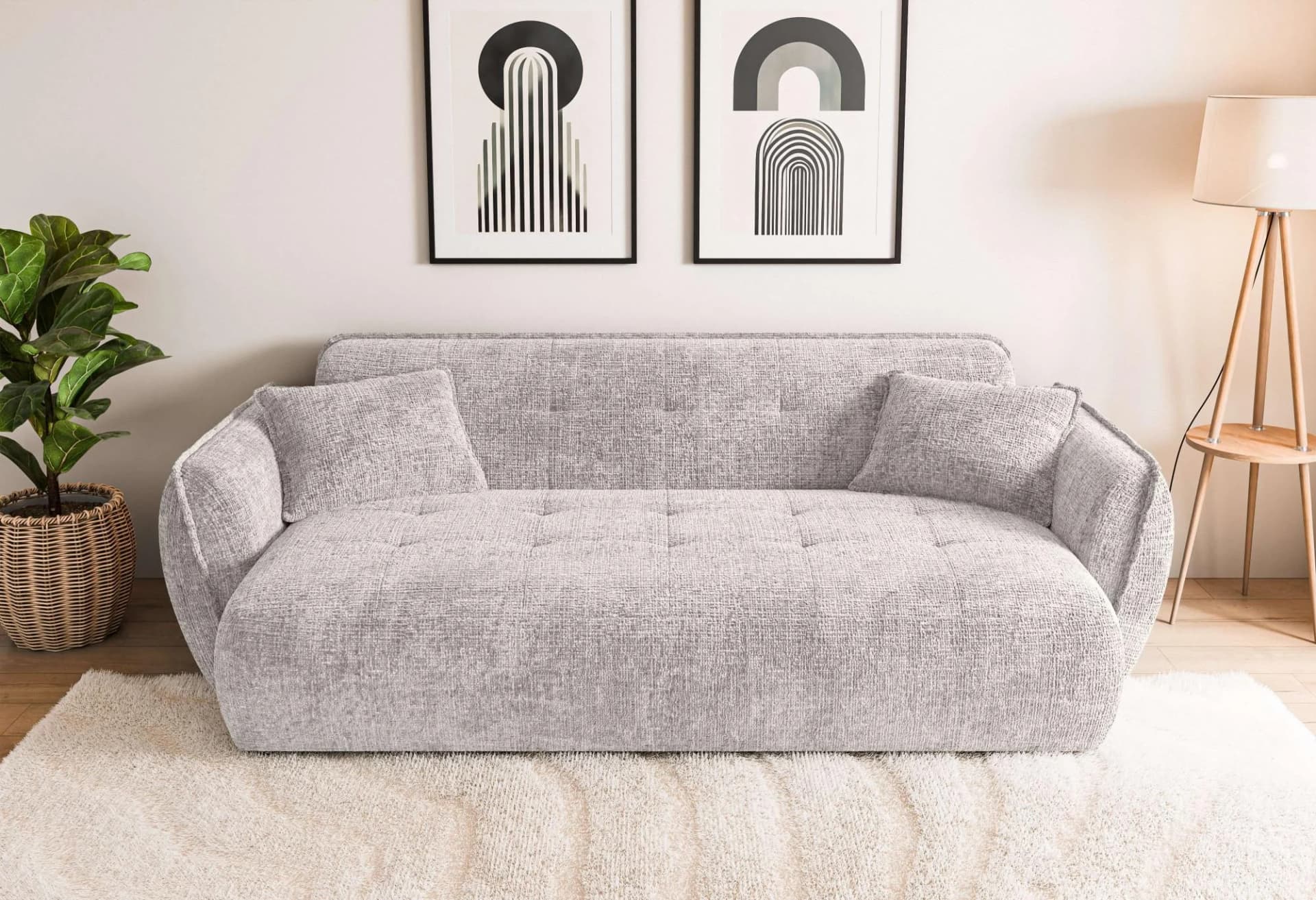 HOME AFFAIRE Mirelda Design-Sofa mit Steppungen, Beige
