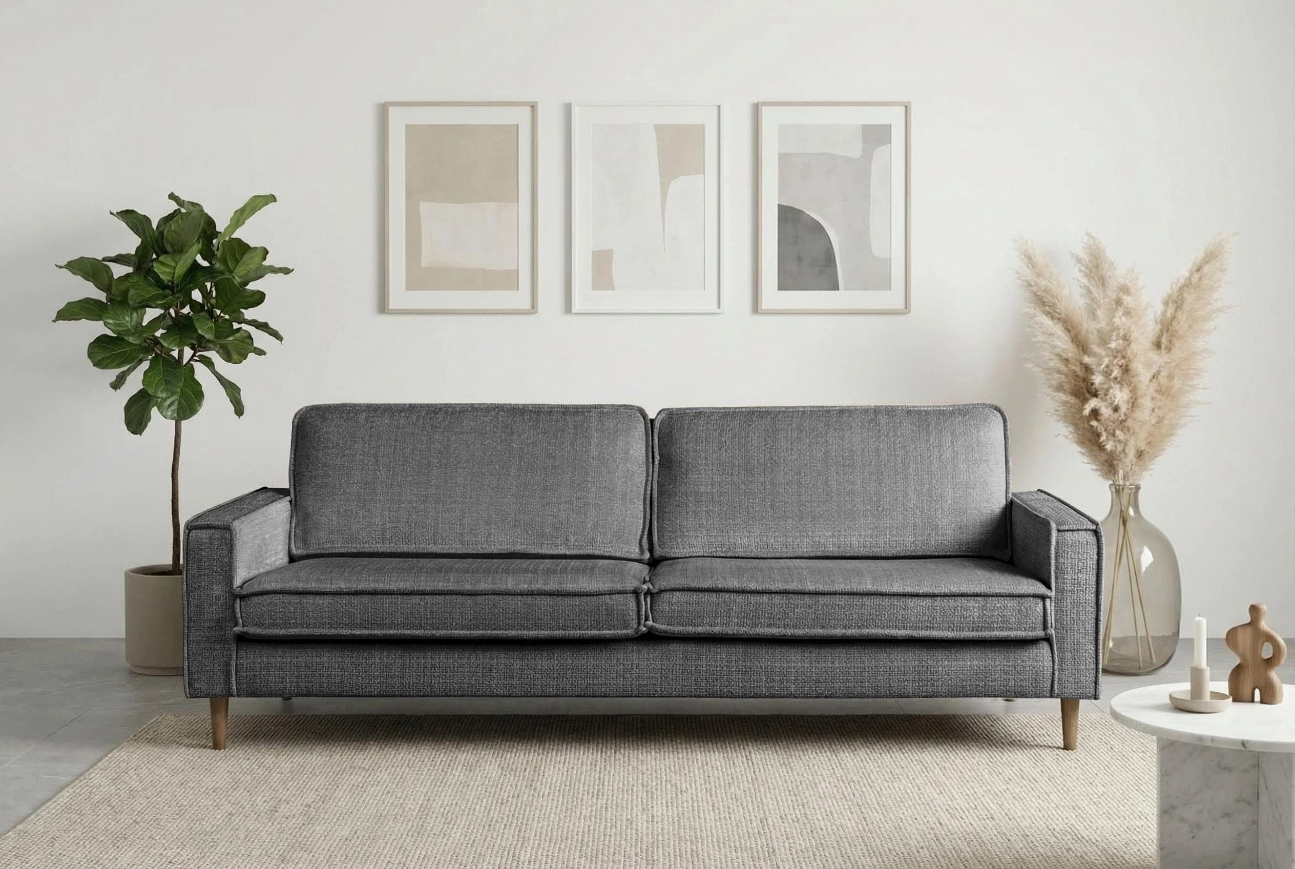 3-Sitzer Sofa Pinto Skandi Maxi-Ausführung Chenille-Struktur Dunkelgrau
