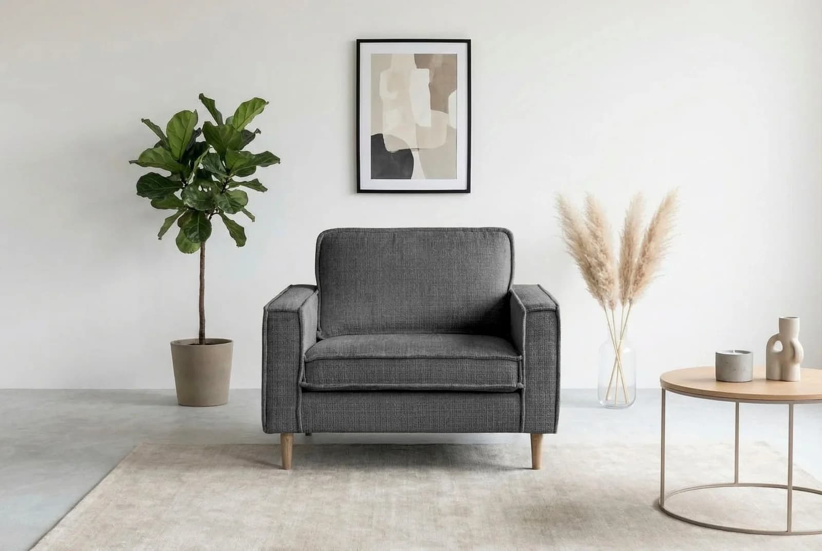 HOME AFFAIRE Loveseat Pinto Skandi 105 cm Chenille Struktur Dunkelgrau