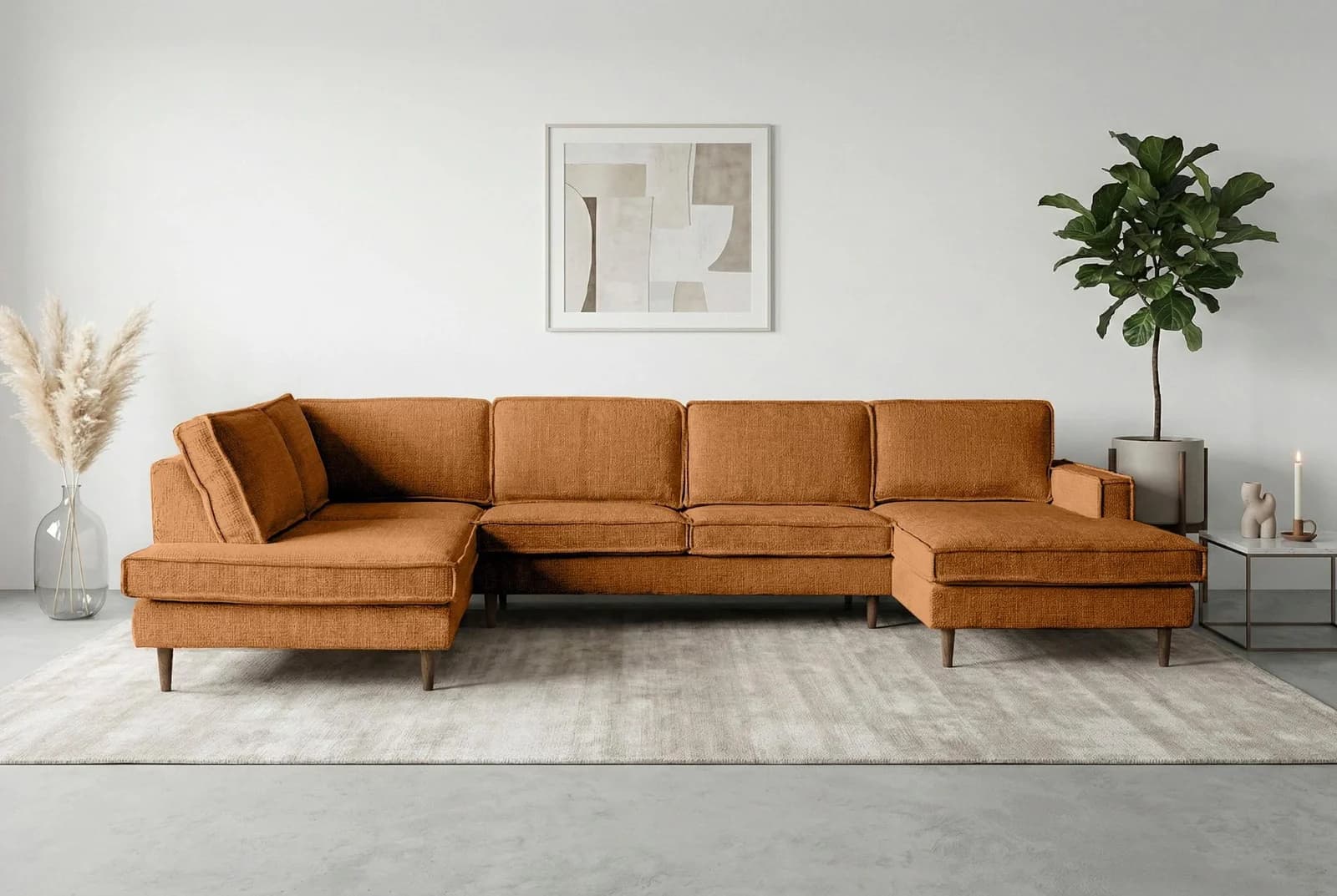 Wohnlandschaft HOME AFFAIRE Pinto Skandi 350 cm U-Form XXL mit Ottomanen