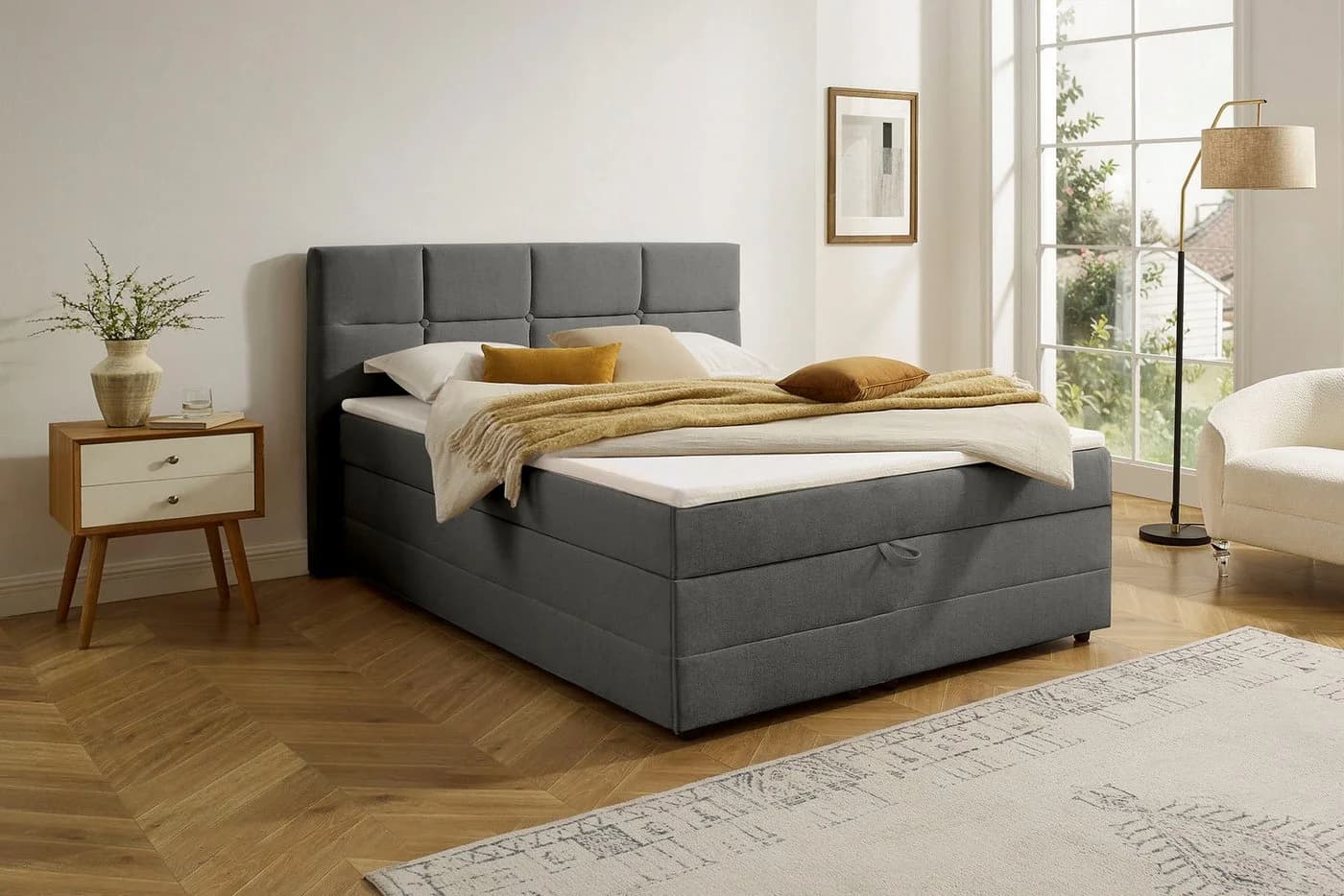 OTTO HOME Boxbett Fillmore inkl. Bettkasten 140x200 cm, 180x200 cm, grau - Bild 2