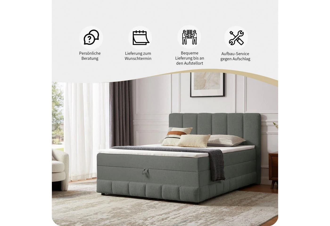OTTO HOME Boxbett Likely 180x200 cm Bettkasten Grau - Bild 4