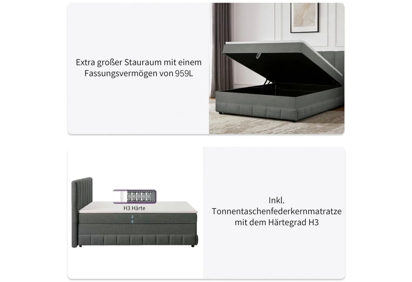 OTTO HOME Boxbett Likely 180x200 cm Bettkasten Grau - Bild 5