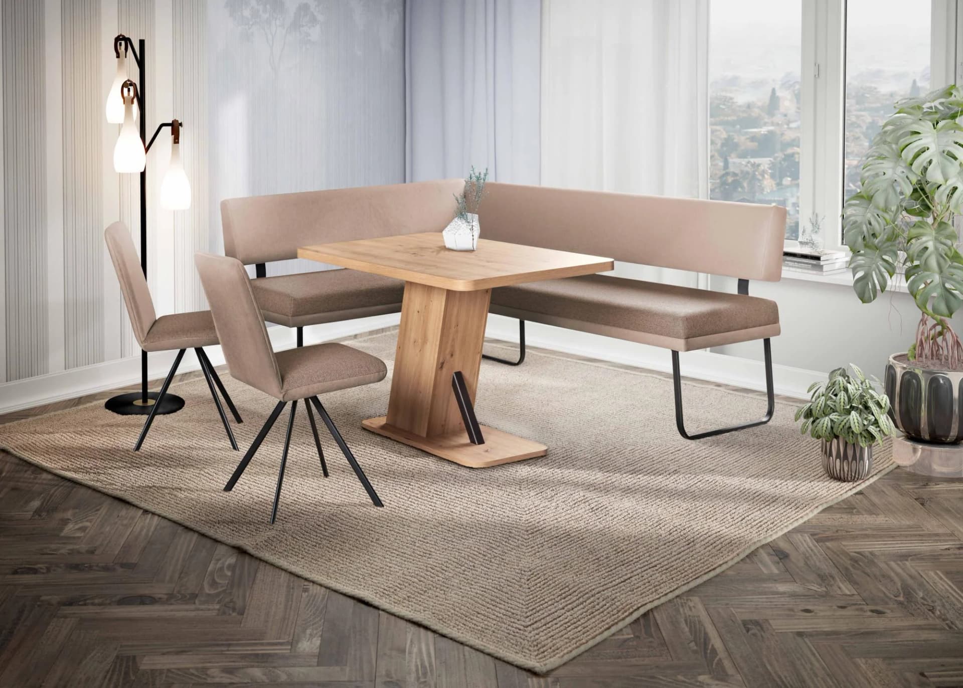 HOME AFFAIRE Eckbankgruppe Gabi, Sitzgruppe, Küchenbankgruppe, Eckbankgruppe, 2-Stoff-Design