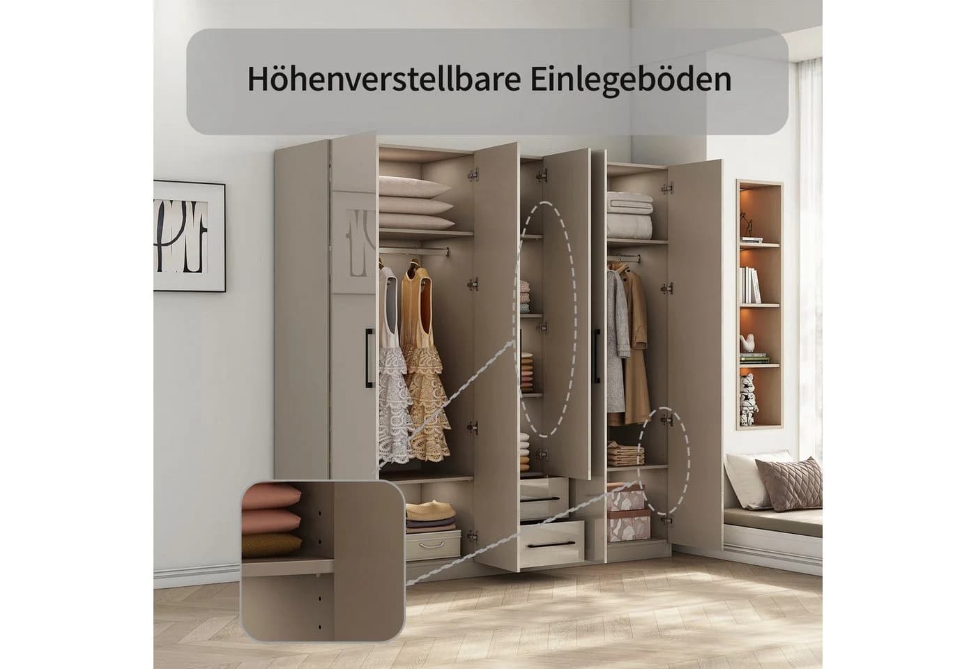 Kleiderschrank OTTO HOME Sylt Drehtürenschrank Sandgrau - Bild 5
