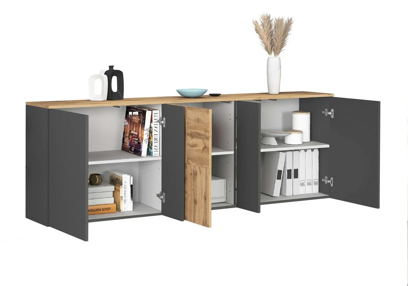 Sideboard INOSIGN ISEO Kommode Schrank Kredenz Anthrazit Eiche - Bild 4
