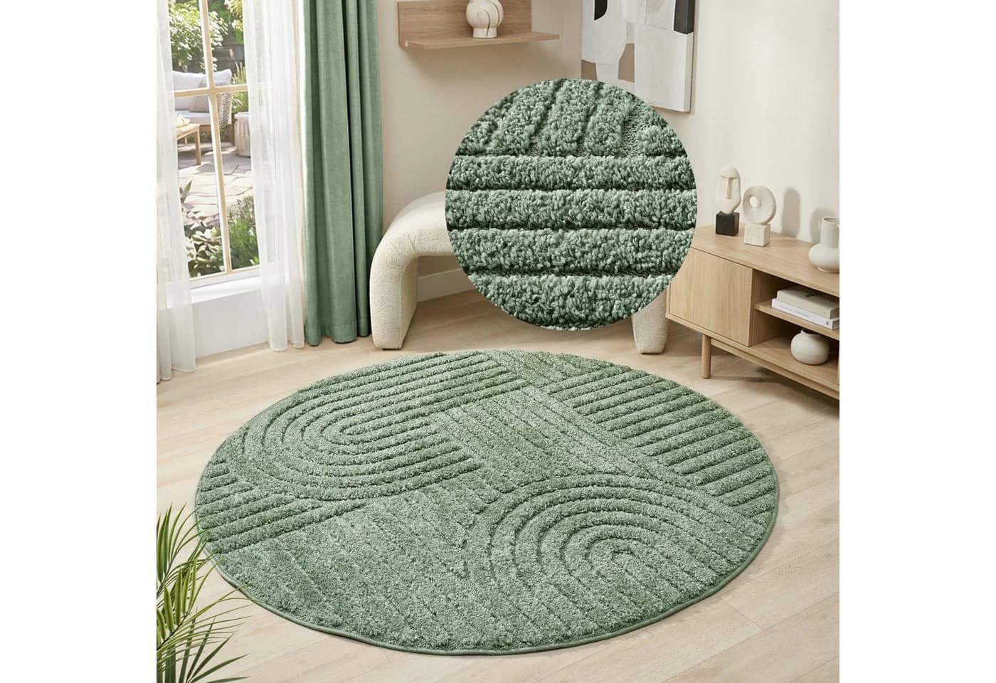 Teppich OTTO HOME Jonne, Boho-Design, Scandi, dunkelgrün, Ø:120cm - Bild 2