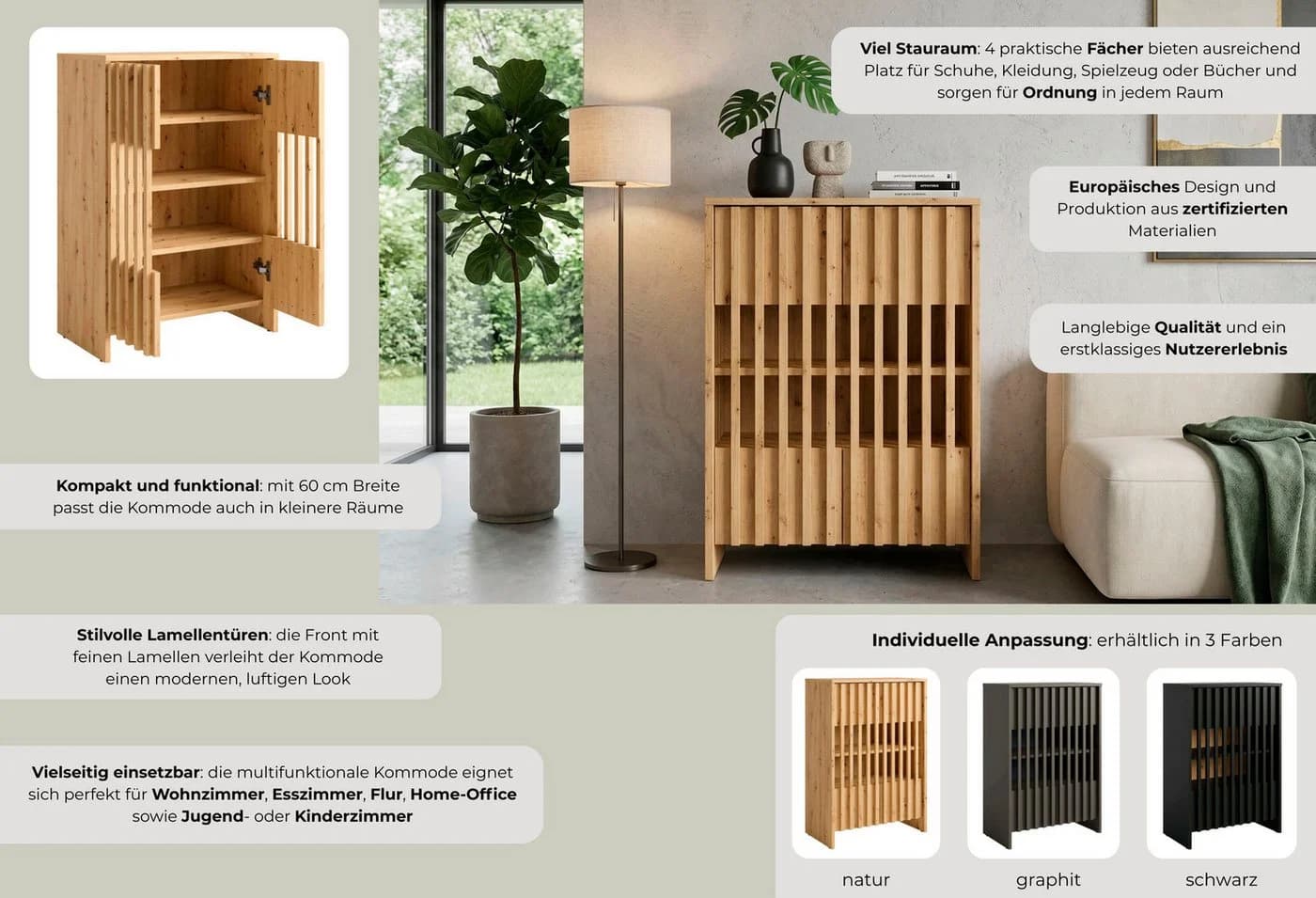 HOME AFFAIRE Mehrzweckschrank MURET Schuhschrank Weinregal 4 Fächer - Bild 3