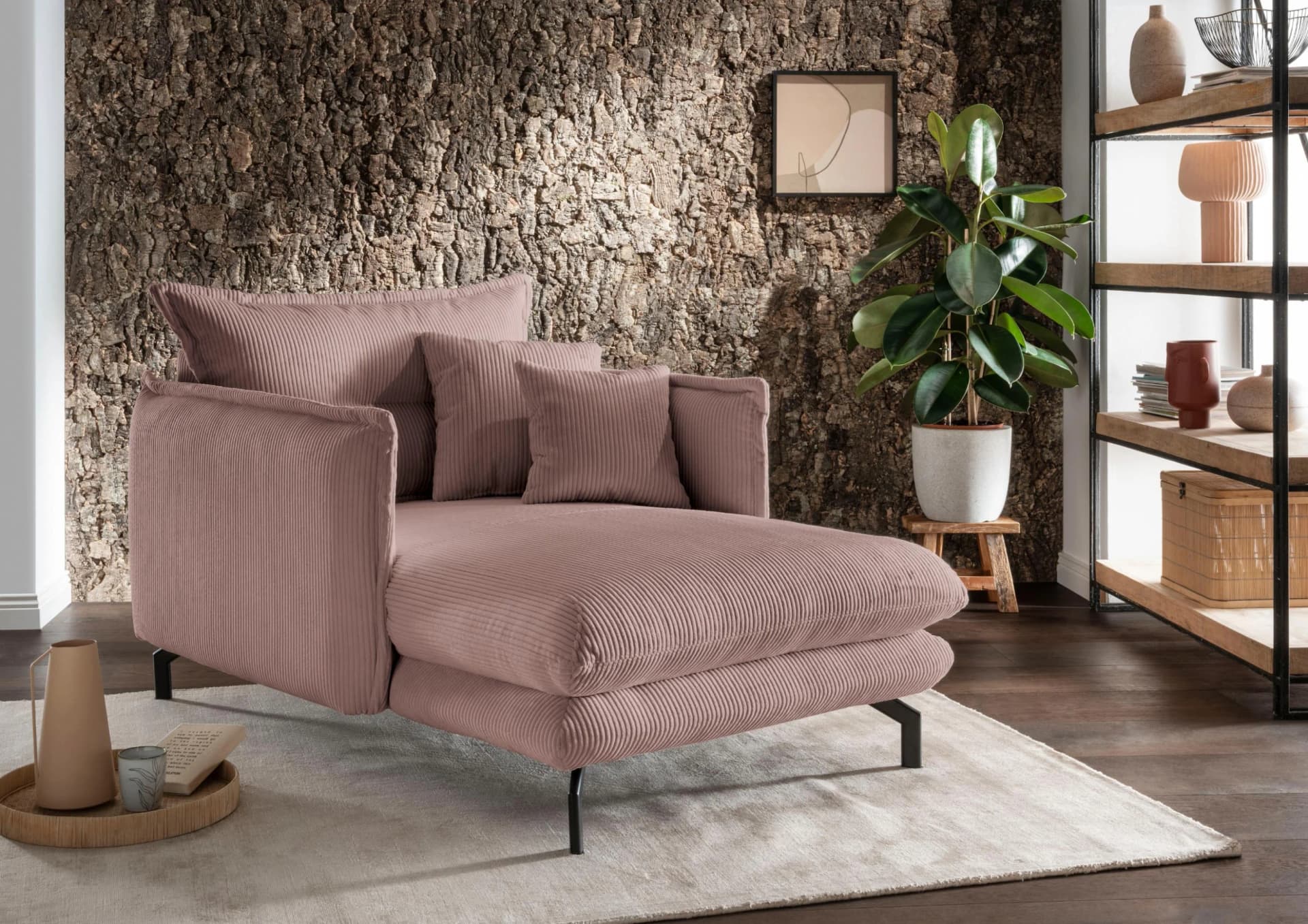 Loveseat HOME AFFAIRE LAVA Mega Ohrenbacken Sessel Rosa