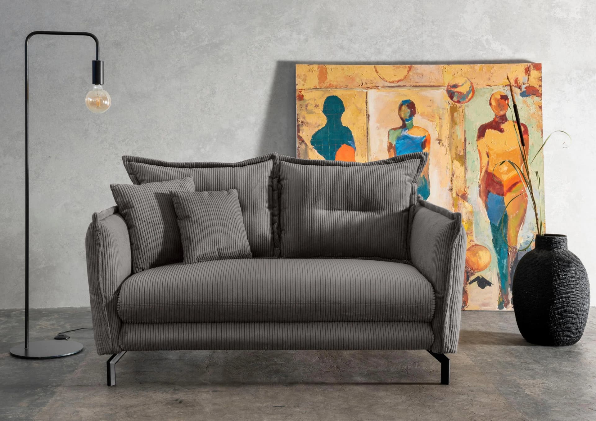 HOME AFFAIRE 2-Sitzer Sofa LAVA Grau Verstellbare Armlehnen
