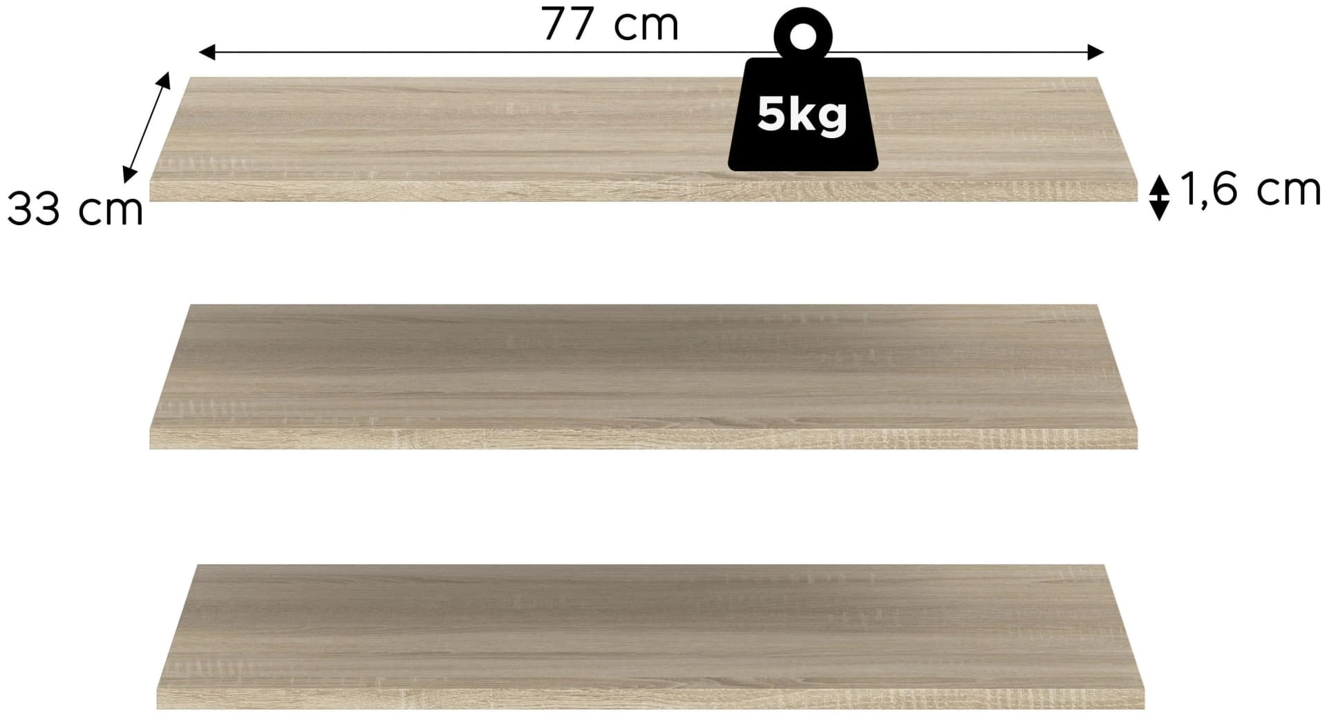Home Affaire Einlegeboden Skarde 3er Set 77cm Sonoma Eiche Nachbildung - Bild 5